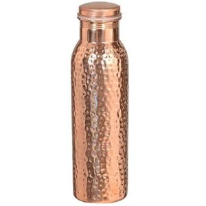 osnica 600 ml copper water bottle ayurvedic water copper bottle - leak-proof water bottle seal cap, joint free copper bottle for health benefits18 oz (hammered)