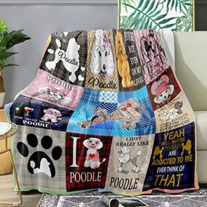 Poodle Throw Blanket,Cute Dog Poodle Blankets and Throws for Bed Couch All Season, Warm Soft Lightweight Flannel Poodle Blanket Outdoor Travel Gift for Adults and Kids 40x50in