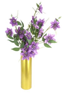 decor tall long stems for tall vase clematis artificial plants flower arrangements christmas floral picks faux plant outdoor floral arrangement decoration holiday wedding (purple clematis)4packs