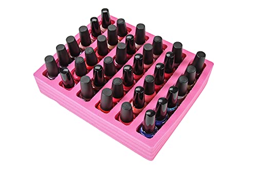 Polar Whale 2 Nail Polish Drawer Organizers Tray Durable Pink Foam Washable Waterproof Insert for Home Bathroom Bedroom Office 8.9 x 10.9 Each Holds up to 36