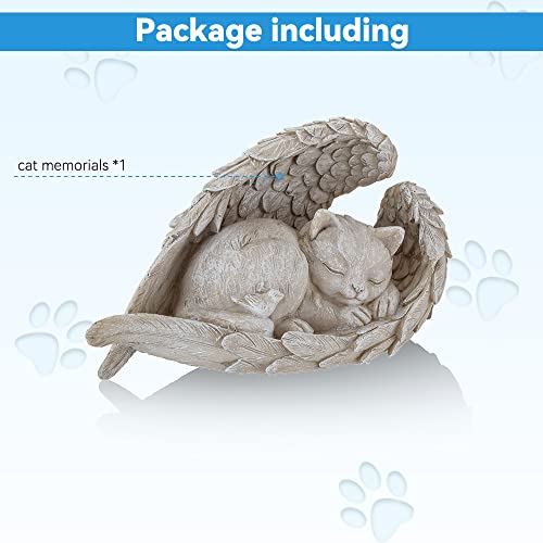 NEWDREAM Cat Angel Memorial Statue Commemorates Our Lost Fur Baby,Cat Figurines is Placed in The Outdoor Garden or Tombstone,cat Statue Resin