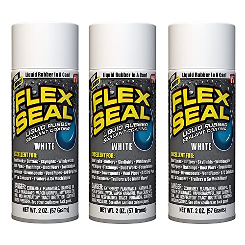 Flex Seal Mini, 3-Pack, White, Stop Leaks Instantly, Waterproof Rubber Spray On Sealant Coating, Travel Size, Perfect for Gutters, Wood, RV, Campers, Roof Repair, Skylights, Windows, and More