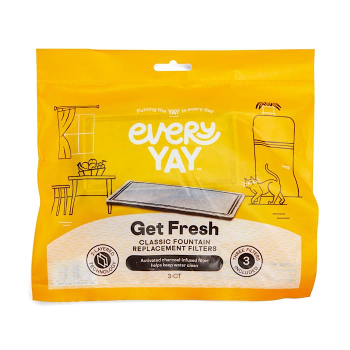 EveryYay Get Fresh Automatic Classic Ceramic Cat Fountain Replacement Filters, 50 oz., Count of 3