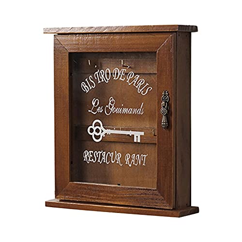 KASCLINO Wooden Box Key Mail Holder, Wall Mounted Rustic Key Hangers Decorative Mail Shelf, Floating Decorative Cabinet Shelf for Entryway Hallway Kitchen Office(Old Color)
