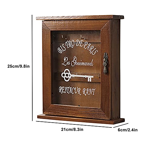 KASCLINO Wooden Box Key Mail Holder, Wall Mounted Rustic Key Hangers Decorative Mail Shelf, Floating Decorative Cabinet Shelf for Entryway Hallway Kitchen Office(Old Color)