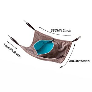 Small Animal Hammocks Plush Hideout Pet Cage Hammock for Ferret Hamster Guinea Pig Chinchilla Flying Squirrel Hanging Bed (Khaki)