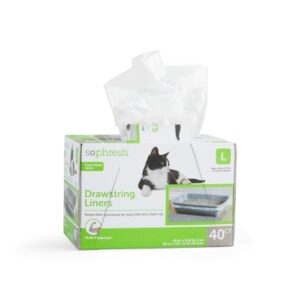 So Phresh Drawstring Liners with Fresh Water Scent Cat Litter Box, 35" L X 15" W, Count of 40