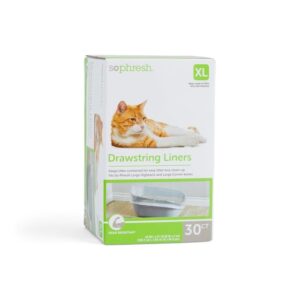 so phresh drawstring liners for highback boxes for cats, 43" l x 21.25" w, count of 30
