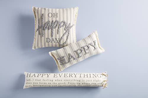 Mud Pie Tufted Pillow, 18" x 18", Happy Day