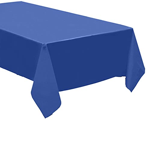 QQOUTLET Pack of 4: Disposable Plastic Tablecloths/Table Covers, 54 x 108 inches Each (Blue)