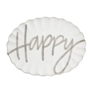 mud pie, white, 14 1/4" x 19" happy serving platter