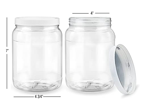 ljdeals 1/2 Gallon 64 oz Clear Plastic Jars with Lids, Large Jars, Wide Mouth Storage Containers, Pack of 3, BPA Free, Food Safe, made in USA