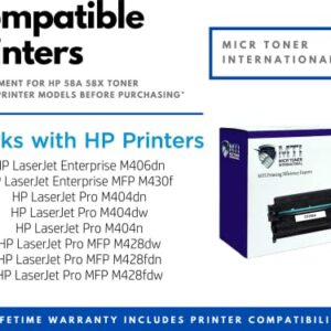 MTI Remanufactured 58A MICR Toner Replacement for HP 58A CF258A 58X CF258X Laser Printers M404 M404n M404dn MFP M428 M428fdw M428dw M428fdn Check Printer Ink with Bypass Chip