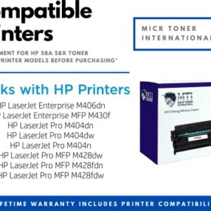 MTI 58A MICR Toner Replacement for HP 58A CF258A 58X CF258X | HP Pro M404n M404dn M404dw MFP M428fdn M428dw M428fdw | Check Printer Cartridge (Pack of 2)
