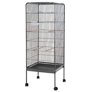 Talis 58” Large Bird Cage with Rolling Stand – Wrought Iron Birdcage for Cockatiels, Parrots, Parakeets, Conures – with 360° Swiveling Coasters, Easy to Clean, Super Strong, Sturdy and Durable