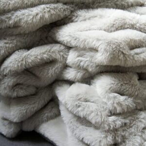 Mellowdy Faux Rabbit Fur Throw Blanket (Light Grey, 50x60) - Plush, Luxury, Silky, Fluffy Throw for Couch, Sofa, Bed, Loveseat, Home Décor