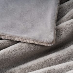 Mellowdy Faux Rabbit Fur Throw Blanket (Light Grey, 50x60) - Plush, Luxury, Silky, Fluffy Throw for Couch, Sofa, Bed, Loveseat, Home Décor