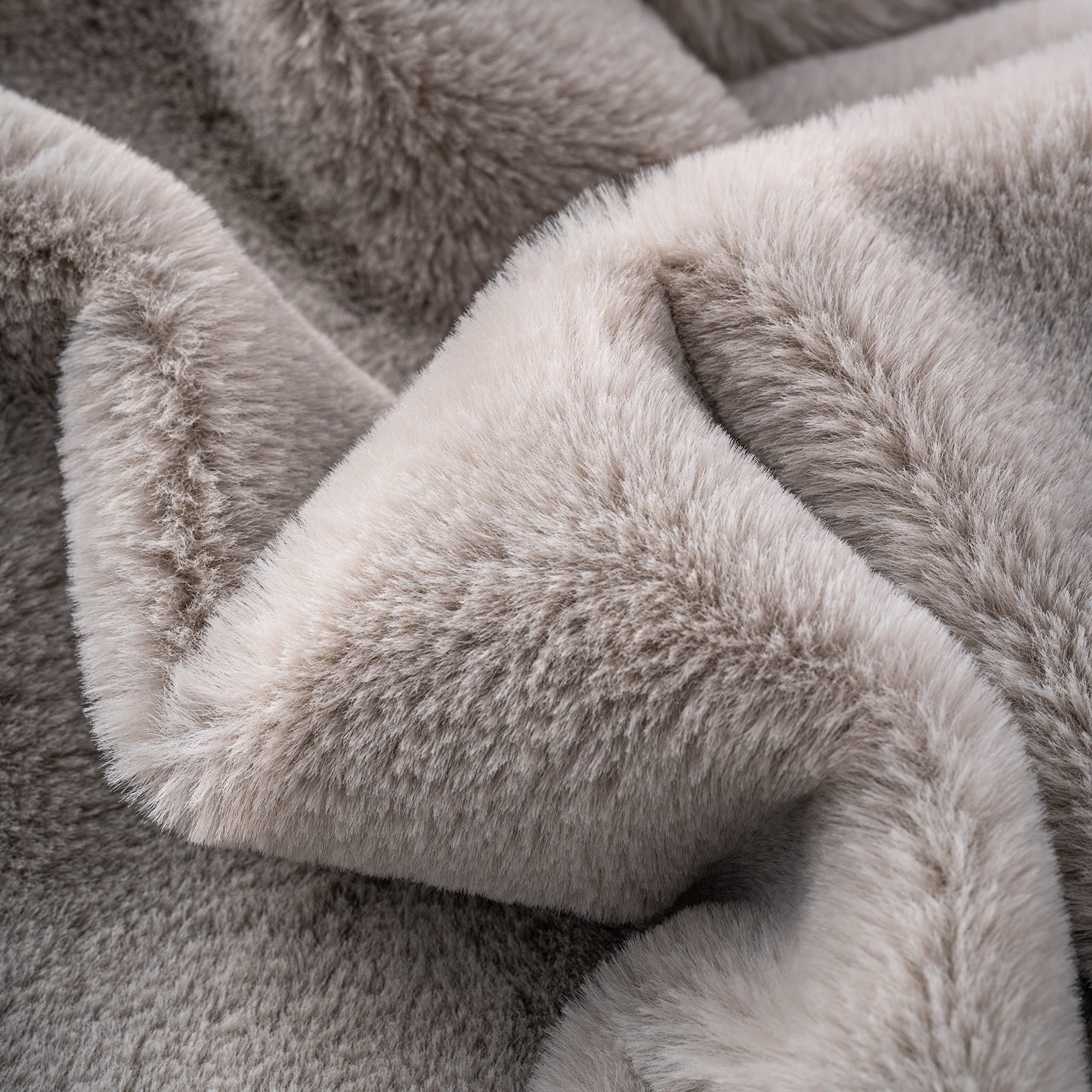 Mellowdy Faux Rabbit Fur Throw Blanket (Light Grey, 50x60) - Plush, Luxury, Silky, Fluffy Throw for Couch, Sofa, Bed, Loveseat, Home Décor