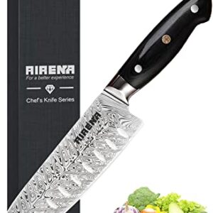 AIRENA Santoku Knife - 7" Japanese Style Kitchen Knife - X50CrMov15 German Steel Blade & Full Tang Ergonomic Pakkawood Handle - Best Value Ultra Sharp Cooking Chef Knife Giftbox