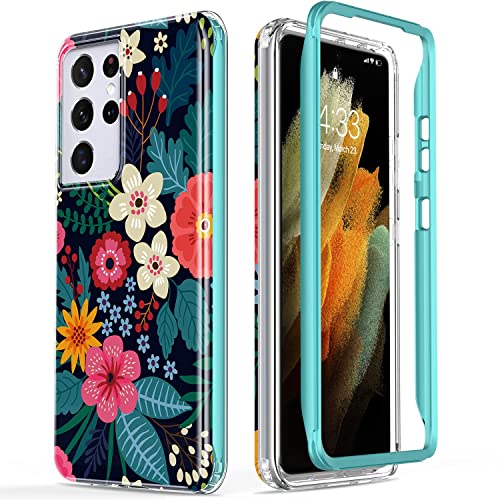 Esdot for Samsung Galaxy S21 Ultra Case,Military Grade Passing 21ft Drop Test,Rugged Cover with Fashionable Designs for Women Girls,Protective Phone Case for Galaxy S21 Ultra 6.8" Blooming Flowers