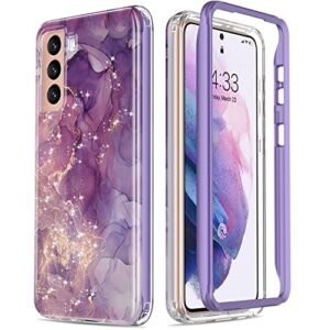 esdot for samsung galaxy s21 plus case,military grade passing 21ft drop test,rugged cover with fashionable designs for women girls,protective phone case for galaxy s21 plus 6.7" glitter purple marble
