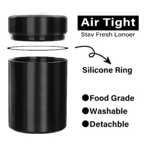 Honeypuff Smell Proof Jar, Aluminum Airtight Stash Storage Container with Rubber Ring Keep Goods Fresh, Black 65ML