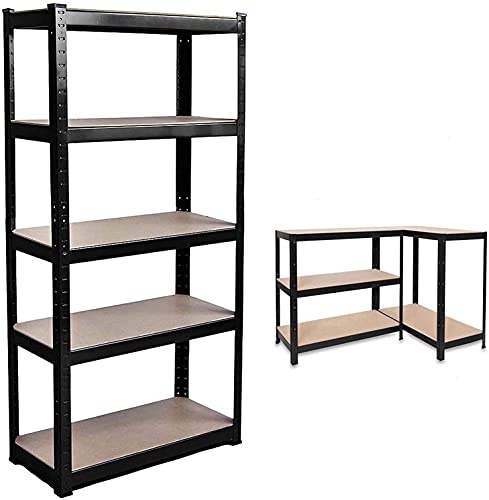 QiMu Storage Rack Shelving Unit Storage Shelf Steel Garage Utility Rack 5-Shelf Adjustable Shelves Heavy Duty Display Stand,1929LB Total Capacity Garage Shed Storage Shelving Units