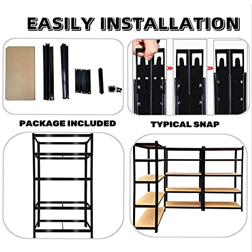 QiMu Storage Rack Shelving Unit Storage Shelf Steel Garage Utility Rack 5-Shelf Adjustable Shelves Heavy Duty Display Stand,1929LB Total Capacity Garage Shed Storage Shelving Units