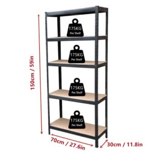 QiMu Storage Rack Shelving Unit Storage Shelf Steel Garage Utility Rack 5-Shelf Adjustable Shelves Heavy Duty Display Stand,1929LB Total Capacity Garage Shed Storage Shelving Units