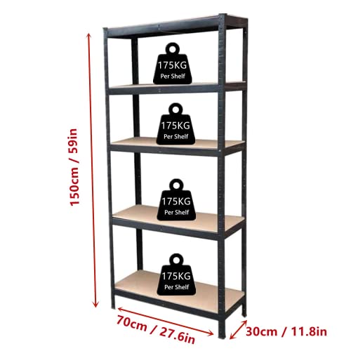 QiMu Storage Rack Shelving Unit Storage Shelf Steel Garage Utility Rack 5-Shelf Adjustable Shelves Heavy Duty Display Stand,1929LB Total Capacity Garage Shed Storage Shelving Units