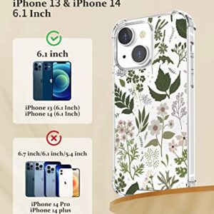 Cutebe [4 in 1 Phone Case for iPhone 13 Case/iPhone 14 Case 6.1 Inch, Cute Crystal Cover with Screen Protector + Camera Lens Protector+Rotatable Ring Stand Holder for Women