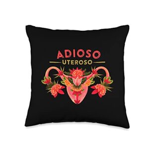 hysterectomy gifts for women funny cute hysterectomy meme adioso uteroso goodbye uterus throw pillow, 16x16, multicolor
