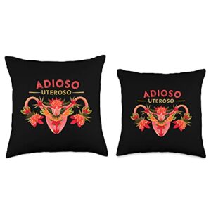 Hysterectomy Gifts for Women Funny Cute Hysterectomy Meme Adioso Uteroso Goodbye Uterus Throw Pillow, 16x16, Multicolor