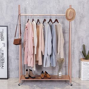 wfderan heavy duty metal x type rolling garment rack with wheel, commercial wedding dress display shelf, floor-standing clothing shoes bags clothes organizer storage shelves (rose gold, 59" l)