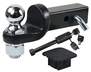 toptow trailer hitch tow ball mount heavy duty kit, 1-1/2" drop, 2" ball, 10,000 lbs capacity class iv, 2" solid shank, fits for 2-in receiver, 5/8-in hitch lock, hitch pin adn 2" hitch cover included