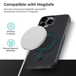 pitaka Magnetic Case Compatible with iPhone 13 Pro Max-6.7 Inch [MagEZ Case 2] 100% Aramid Fiber Slim Fit Phone Cover, 3D Grip Touch -Black/Grey（Twill）