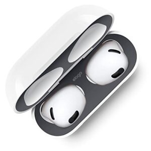 elago dust guard compatible with airpods 3 case, dust-proof sticker compatible with airpods 3rd generation case 2021, protection from iron & metal shavings, clean your airpods (2 sets, dark grey)