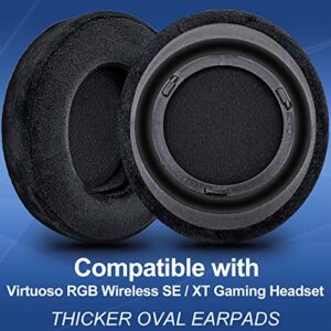 Upgrade Oval Shape Earpads for Virtuoso RGB Wireless, Virtuoso RGB Wireless XT, Virtuoso Wireless SE | Enlarged Inner Hole (Velour Virtuoso XT Ear Pads)