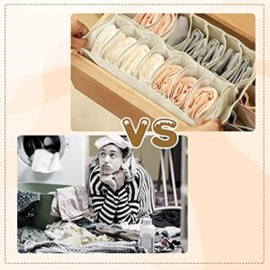 RWET Underwear Drawer Organizer, 6/7/11 Cells Foldable Closet Clothes Dividers Nylon Dresser Compartments Organizers Storage Boxes for Underwear, Panties, Socks, Stockings, Scarves, Ties & Bras