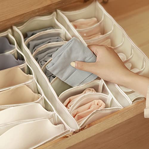 RWET Underwear Drawer Organizer, 6/7/11 Cells Foldable Closet Clothes Dividers Nylon Dresser Compartments Organizers Storage Boxes for Underwear, Panties, Socks, Stockings, Scarves, Ties & Bras