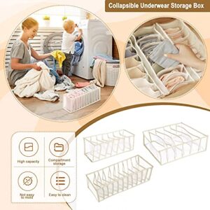 RWET Underwear Drawer Organizer, 6/7/11 Cells Foldable Closet Clothes Dividers Nylon Dresser Compartments Organizers Storage Boxes for Underwear, Panties, Socks, Stockings, Scarves, Ties & Bras