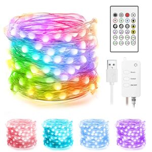 macood led fairy string lights easter mother's day 16.4ft app control, women's day birthday holiday party wedding outdoor indoor decoration, rainbow warm white rgb color changing music sync