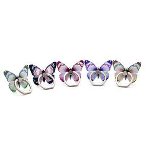 Ralcosuss Cute Butterfly Phone Ring Finger Holders, Cell Phone Ring Stands Mount Smartphone Kickstand for Desk 360 Degree Rotation(5Packs)