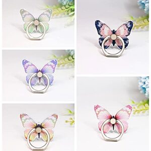 Ralcosuss Cute Butterfly Phone Ring Finger Holders, Cell Phone Ring Stands Mount Smartphone Kickstand for Desk 360 Degree Rotation(5Packs)