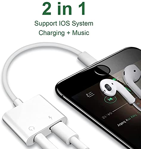 Belcompany [Apple MFi Certified] 2 Pack Headphone Adapter for iPhone, 2 in 1 Lightning to 3.5mm Headphone Charging + Music Splitter Adapter Compatible with iPhone 13/12/11/XS/XR/X 8 7 Support All iOS