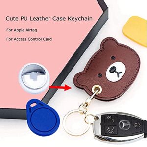 2 Pack Tomcrazy 3in1 Cartoon Protective Case for Apple Airtag Keys Ring Samsung Galaxy SmartTag Cases Tile Mate 2022 Sticker 2020 Access Card Keychain Suitable for Bag/Suitcase (1 Dog & 1 Bear)