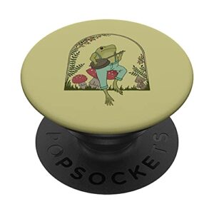 cottagecore aesthetic frog playing banjo on mushroom cute popsockets swappable popgrip