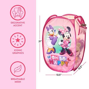 Disney Minnie Mouse Oh So Happy Pop Up Hamper with Durable Carry Handles, 21" H x 13.5" W X 13.5" L
