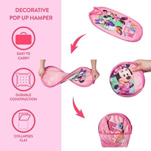 Disney Minnie Mouse Oh So Happy Pop Up Hamper with Durable Carry Handles, 21" H x 13.5" W X 13.5" L