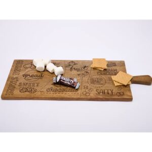 Mud Pie Wooden S'mores Map Board Set, Brown, 9" x 21.5"